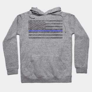 Thin Blue Line US Flag  faded Hoodie